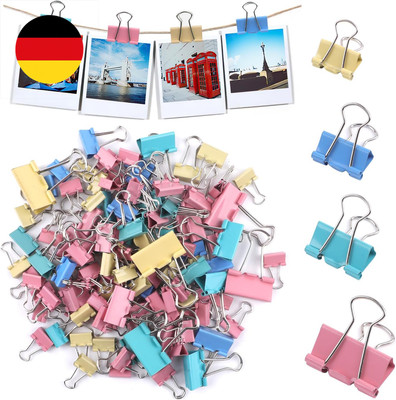 125 Stück Foldback Klammern Bunt, Papierklammern Metall, Binder Clips, Vielzweck