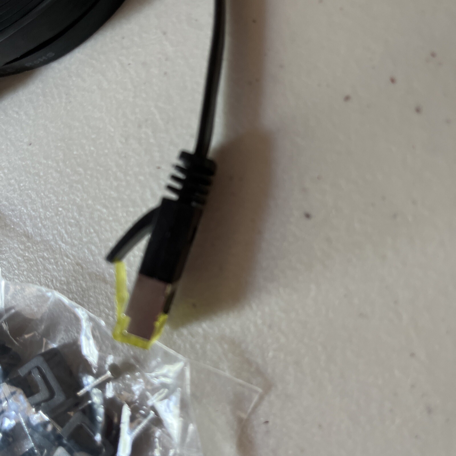 Flat Cat6 Ethernet Patch Black Cable 30 FT  NEW WITH 10 CONNECTORS