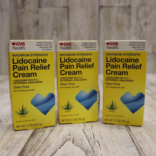 3 PK CVS Health Maximum Strength LidoCane Pain Relief Cream 2.7OZ (EXP