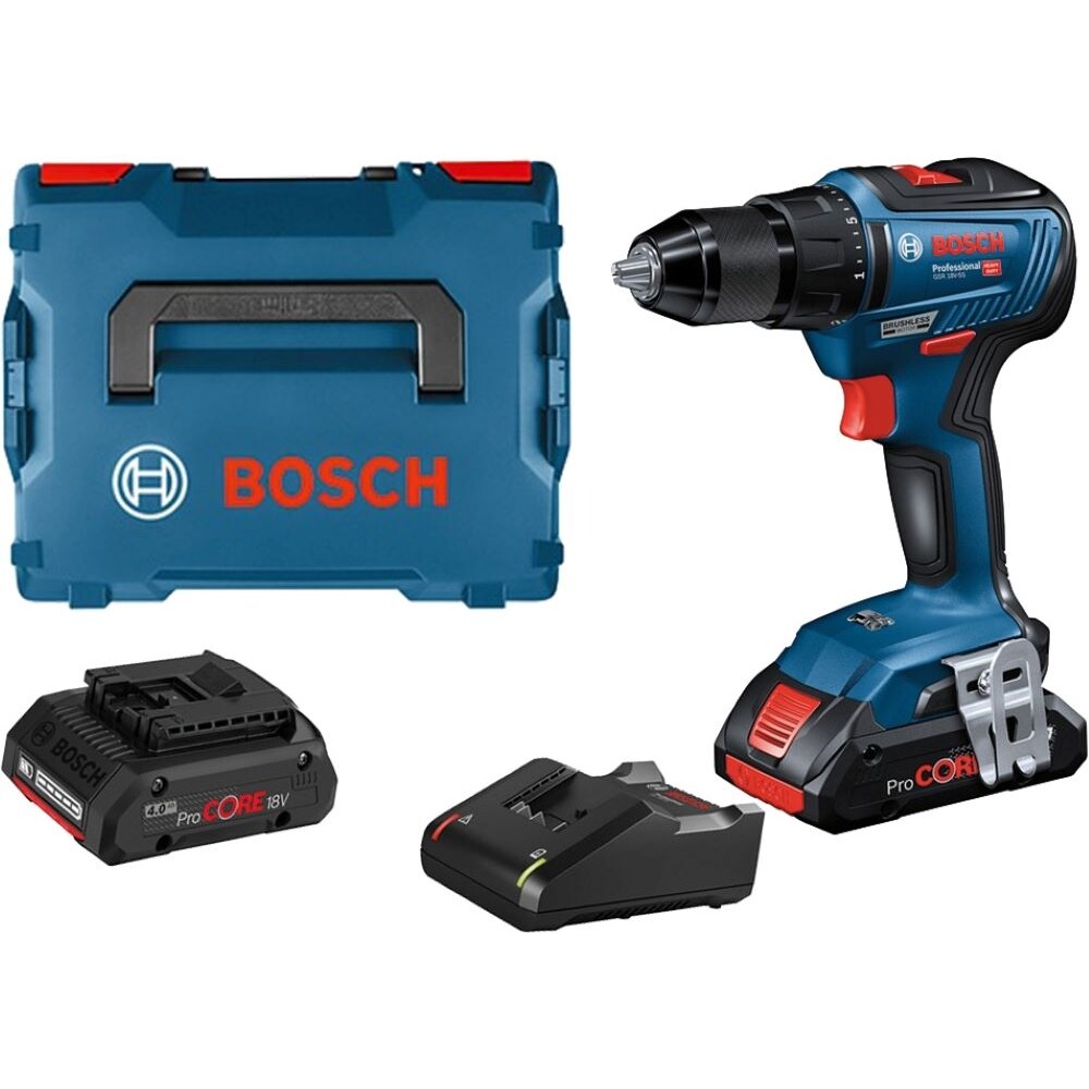 Профессиональный аккумулятор Bosch GSR 18V-55-Bohrschrauber blau/schwarz L-BOXX, 2 шт.