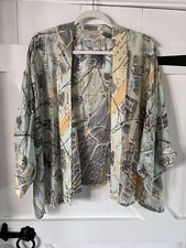One Hundred Stars *paris Map Eau De Nil/vanilla* Short Kimono Jacket New - Rare