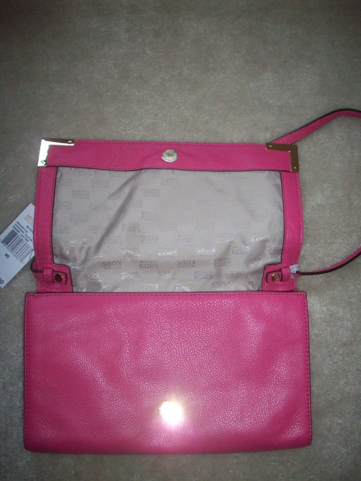 Michael Kors Zinnia Genuine Leather Beverly Clutch/Shoulder Bag, NWT - Image 3 of 4