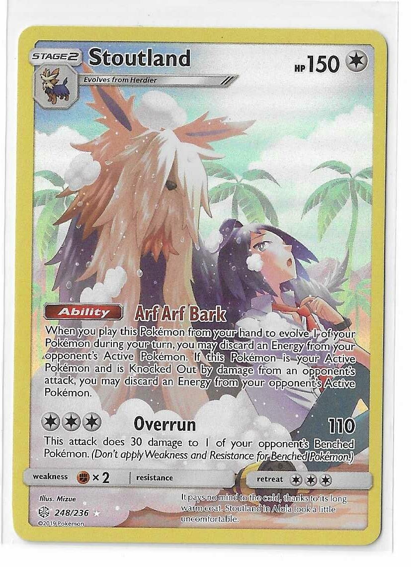 Stoutland 248/236 Cosmic Eclipse Sun & Moon S&M Full Art Pokemon TCG Card NM