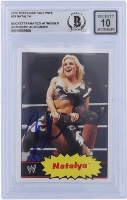 Natalya WWE Signed 2012 Topps Heritage #29 Beckett Fanatics Rated 10 Card