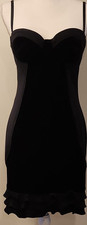 GUESS by Marciano Black Velvet Bodycon Mini Dress Women's 10 Ruffle Strappy