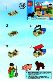 Lego 7566 City Farmer Mini Figures Building Toy BNIB Pig Dog Trough Shovel 16PCS