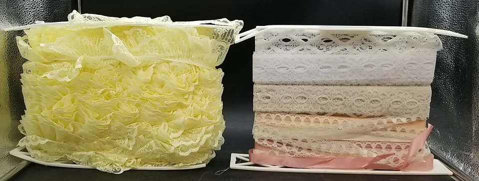 Lot Of 8 Pastel Colored Vintage Lace Edging Trim Lace Sewing & Crafting B1 - Image 2 of 4