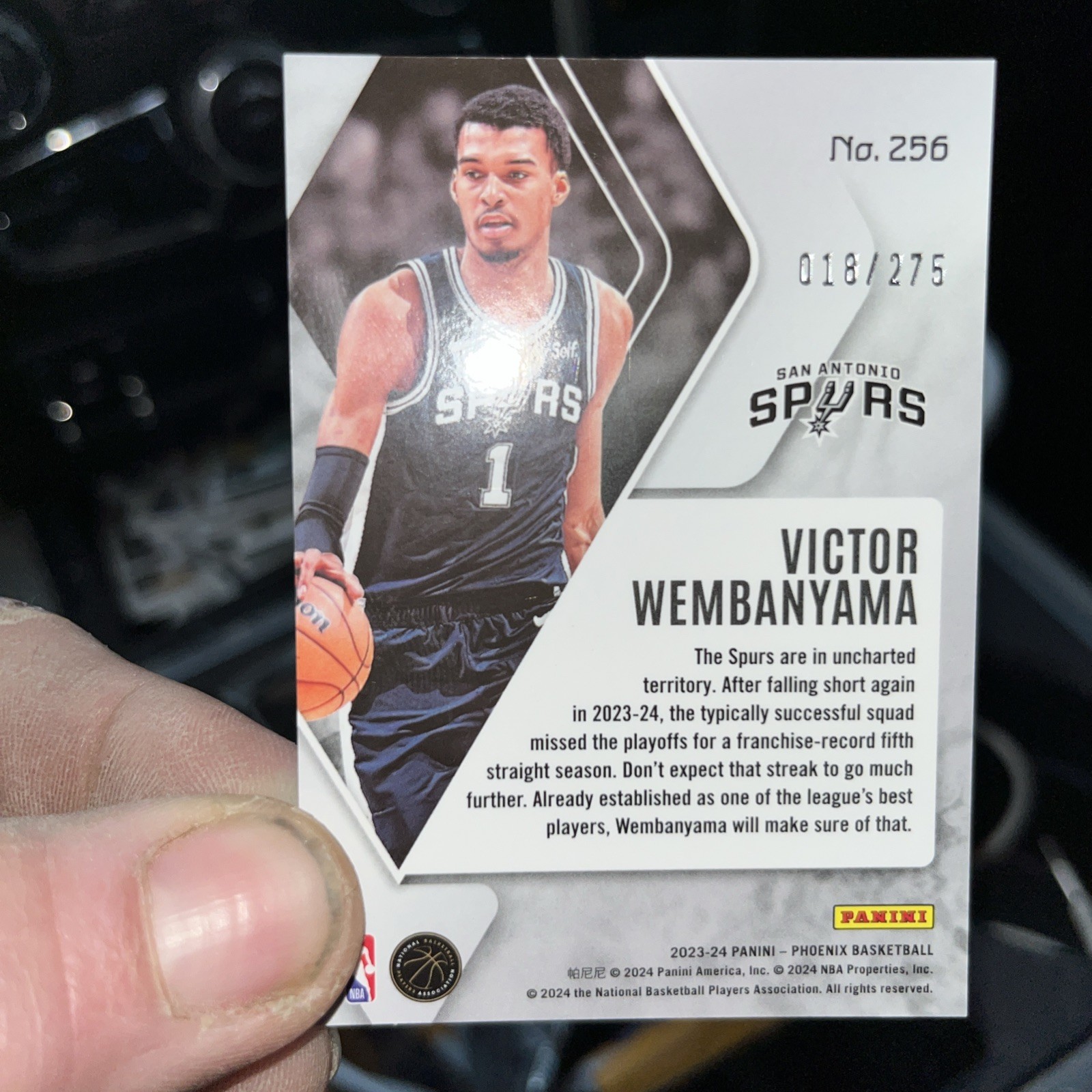 2023-24 Phoenix Victor Wembanyama RC /275 Blue Lazer #256 Rookie