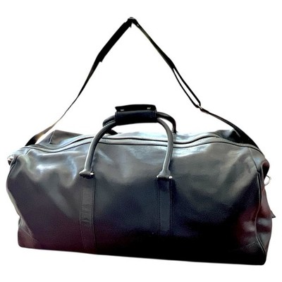 Vintage COACH Black LEATHER DUFFLE BAG Weekender Luggage K1S-5409