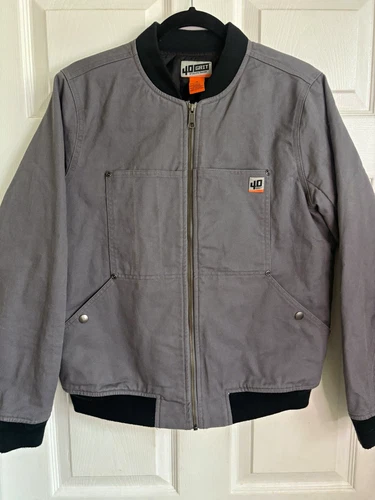 40 Grit Men's Gray/Black Bomber Jacket Full Zip Quilted Lined Pockets Size S - product listing photo