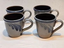 SET OF 4 ROWE POTTERY WORKS SALT GLAZE MUGS/CUPS