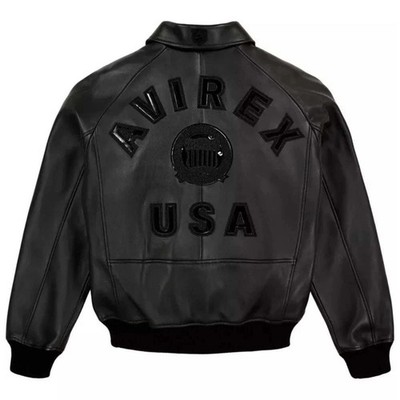 Men Avirex ICON Black Real Bomber American Flight Real Jacket Leather for Men