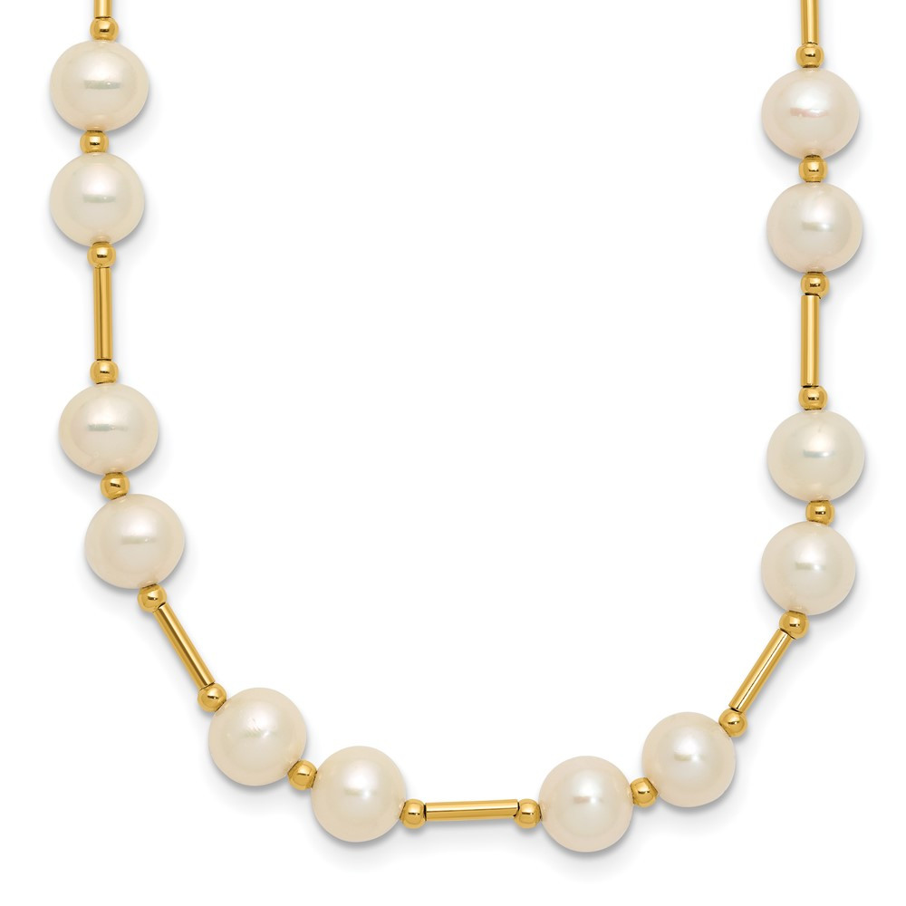 14k Yellow Gold 6-7mm White Freshwater Cultured Pearl Beaded Necklace 18