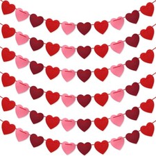Valentines Day Decorations 6 Strips Valentines Day Garland Felt Heart Garland