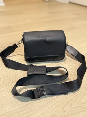 Zara Textured Mini Crossbody Bag Leather Black Pristine Condition