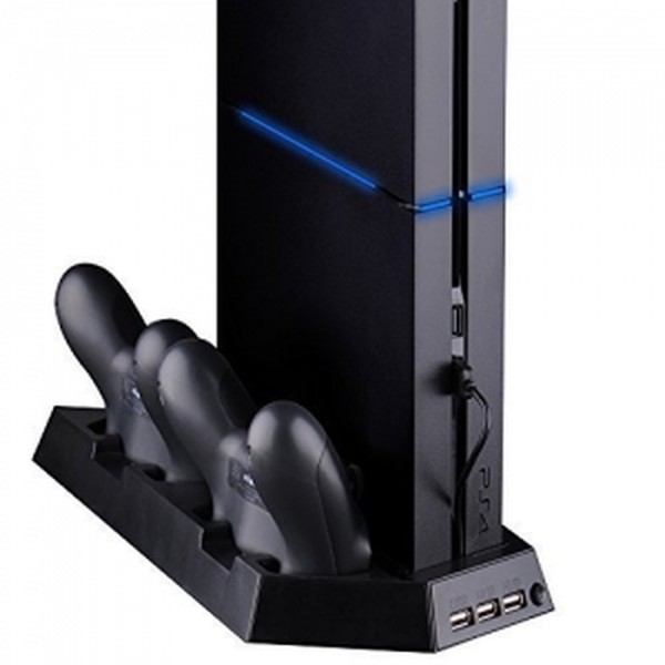 Soporte Vertical Compatible PS4 4en1 Ventilador Hub USB Cargador 2 Mandos