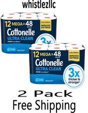 Cottonelle Ultra Clean Toilet Paper, 2 Pack of 12 Mega Rolls-24 Mega Rolls Total