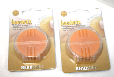 Beadsmith Beeswax w/ Holder for Sewing Thread Conditioner Beading 2 Pack