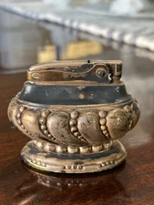 Vintage 1940-50’s Ronson Crown Silver Plated Table Desk Lighter Art Deco