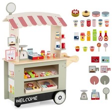 Kids Snacks  Sweets Food Cart Kids Toy Cart Play Set w/ 30 PCS Accessories