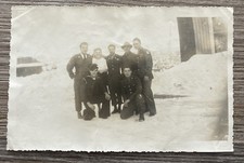 Vintage Photo Of American WW2 Soldiers With Family In The Snow