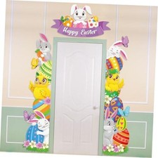 3 Pcs Happy Easter Porch Banners Cute Chicken Egg Door Decorations Easter Bunny