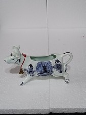 Delft Style Cow Milk Jug Blue & White Vintage Ceramic