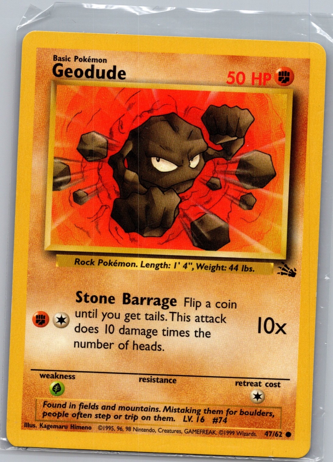 Geodude 47/62 Non Holo Fossil - Pokemon Card - NM