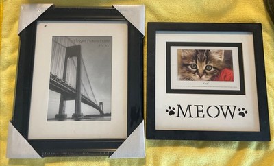Elegant Wood Photo Frame for Pictures 5x7 inch with Mat or 8x10 & MEOW Cat Frame