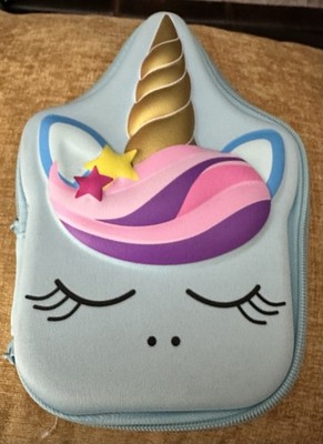 It s Academic 3D Blue Unicorn Pencil School Supply Case.