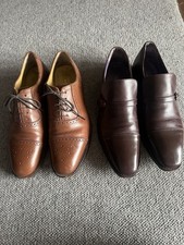 Samuel Windsor Handmade Oxford Semi-brogue Brown Leather Shoes Size 9 x 2 pairs