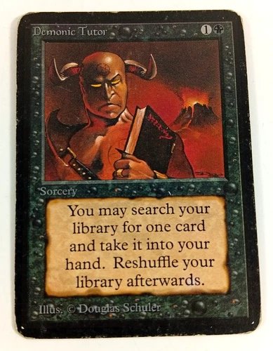 MTG Magic The Gathering Demonic Tutor Alpha - Played Card Used