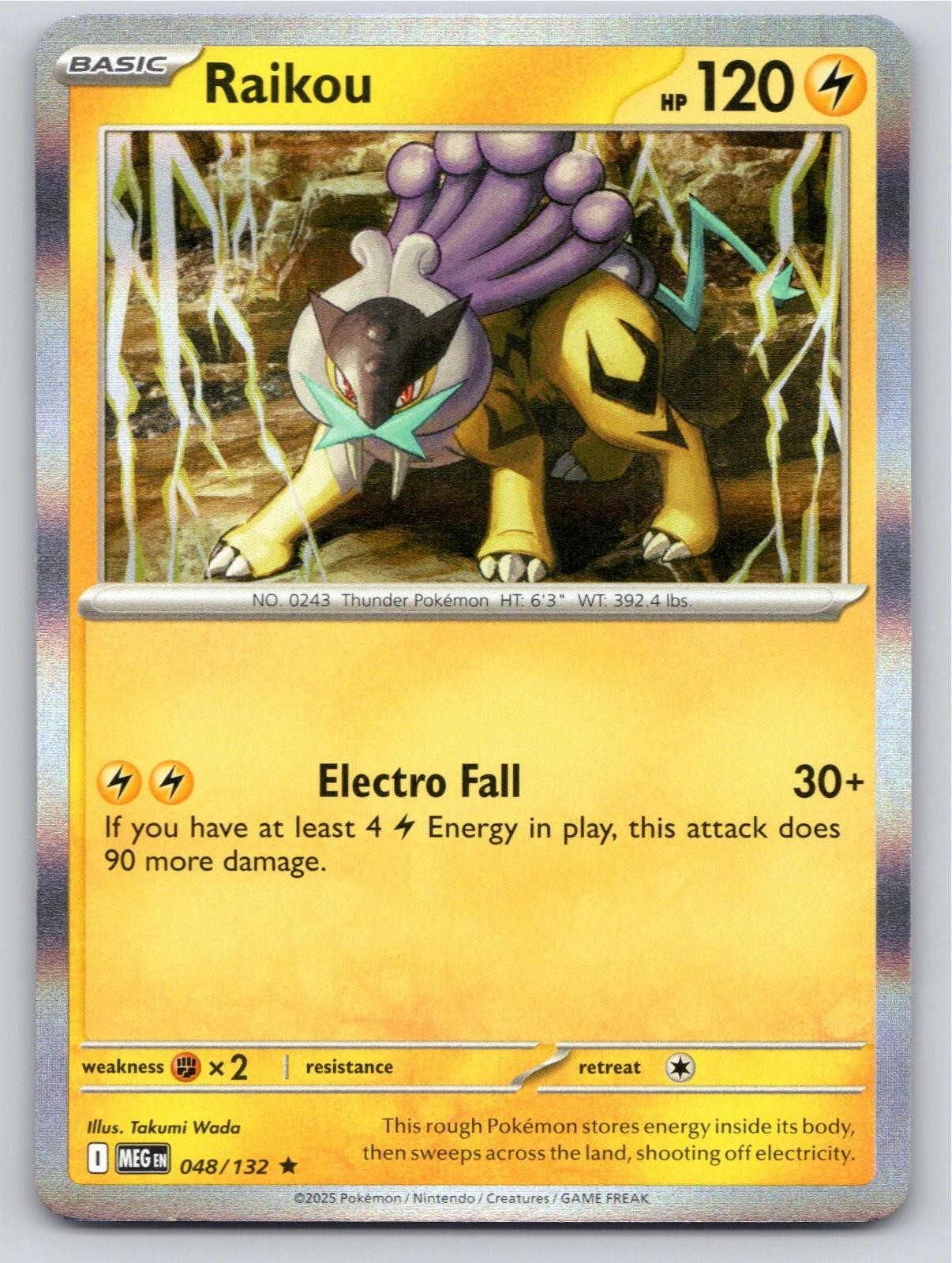 2025 POKEMON RAIKOU MEGA EVOLUTION 048/132 HOLO RARE NM A3237 FREE S&H