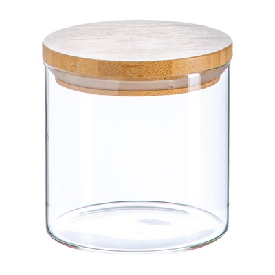 Scandi Glass Storage Jar with Wooden Lid Modern Kitchen Food