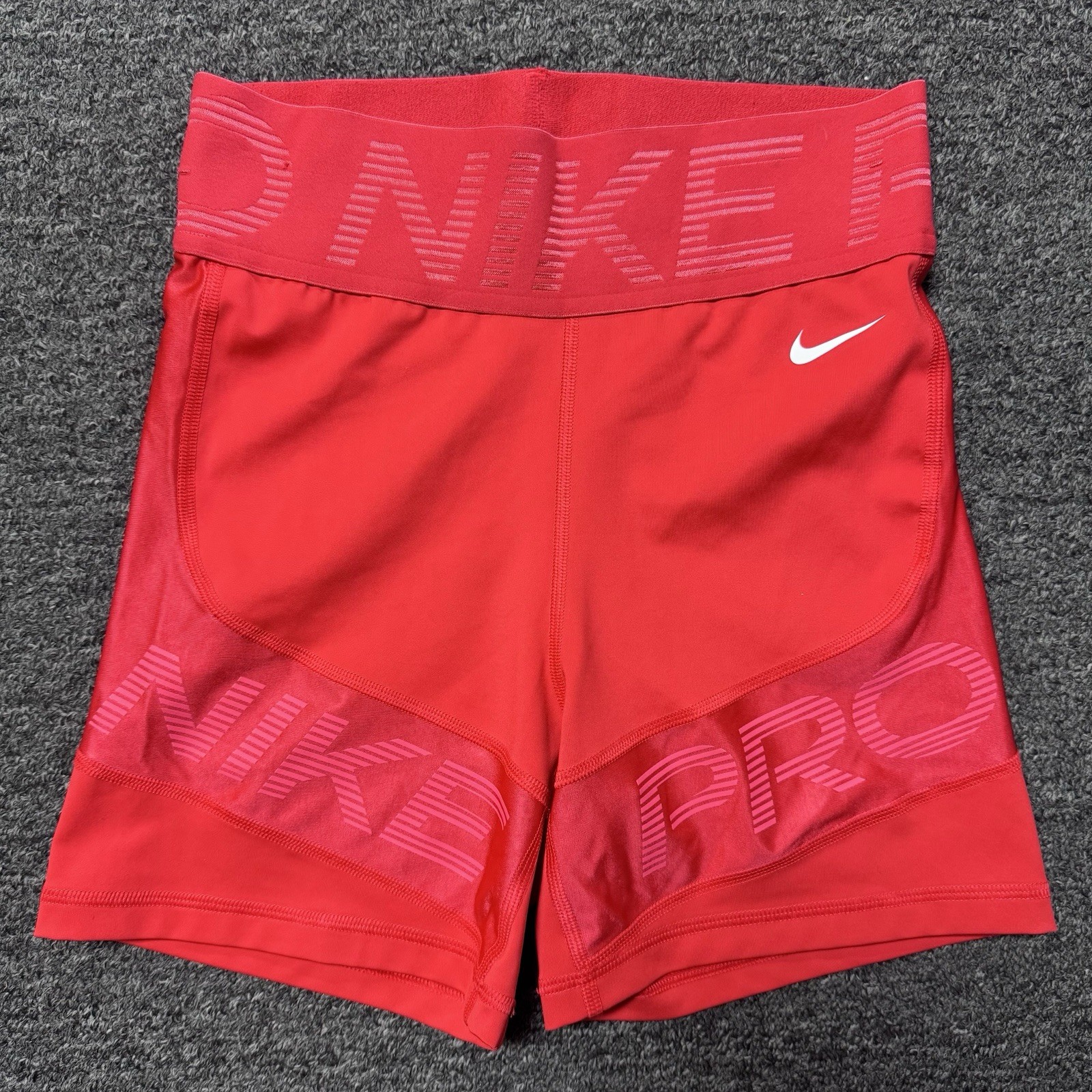 Women’s Nike Pro Sculpt Red Athletic High Waisted Tight Gym Biker Shorts Sz S