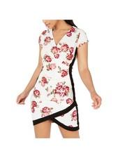 CRAVE FAME Womens Ivory Tulip-hem Short Sleeve Short Dress XS