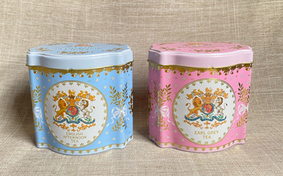 Royal Collection Buckingham Palace Englisch Blau & Rosa Teedose Dosen 2er Set
