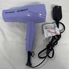 Hot Beauty Professional Hair Dryer Travel Size 1875 Ceramic Purple Multi-Setting