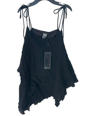 Killstar Void Visions Black Asymmetrical Layered Tie-Strap Top Size Medium NWT