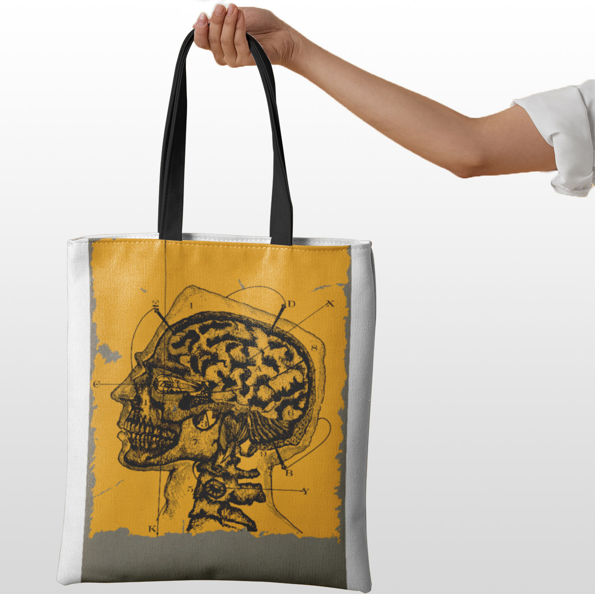 Skull Print Reusable Eco-Friendly Stylish Tote Bag for Daily Use and Gifts