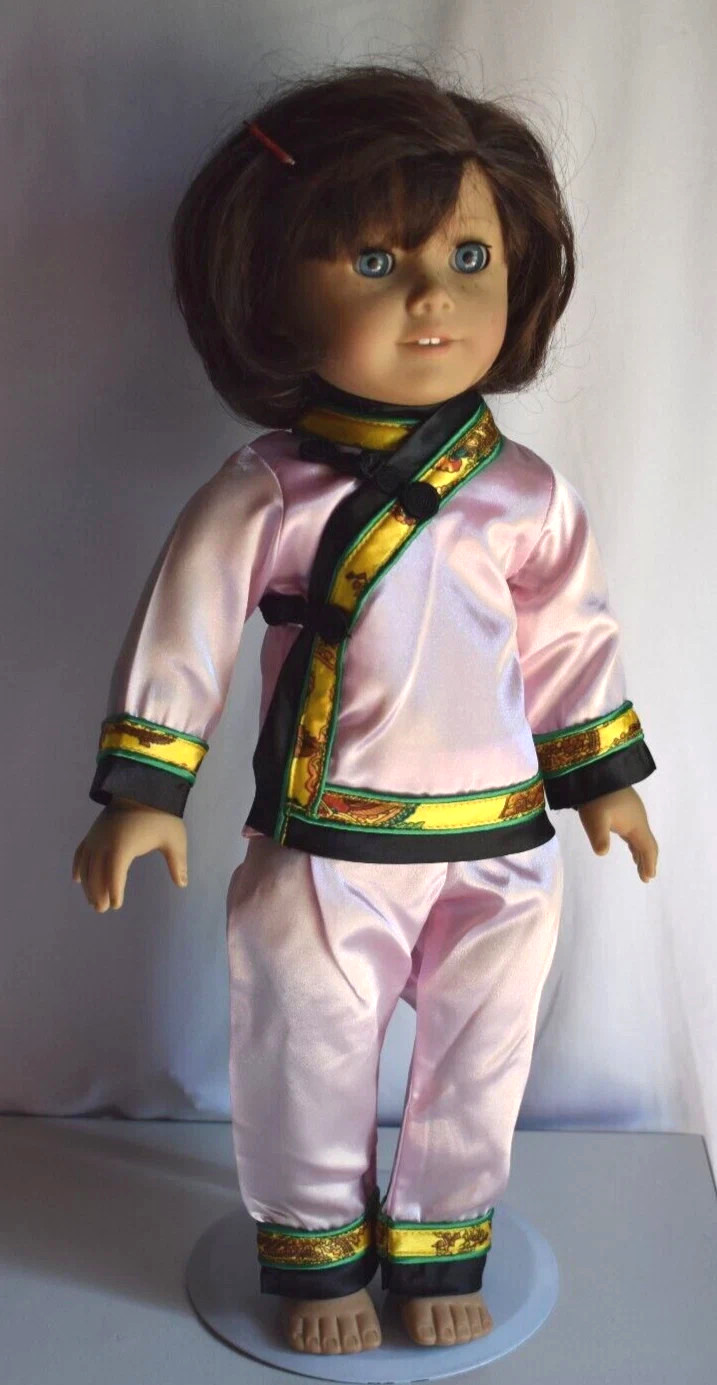 2 PIECE SATIN PAJAMAS  SET FOR  18 INCH DOLLS-HANDMADE-NEW-D