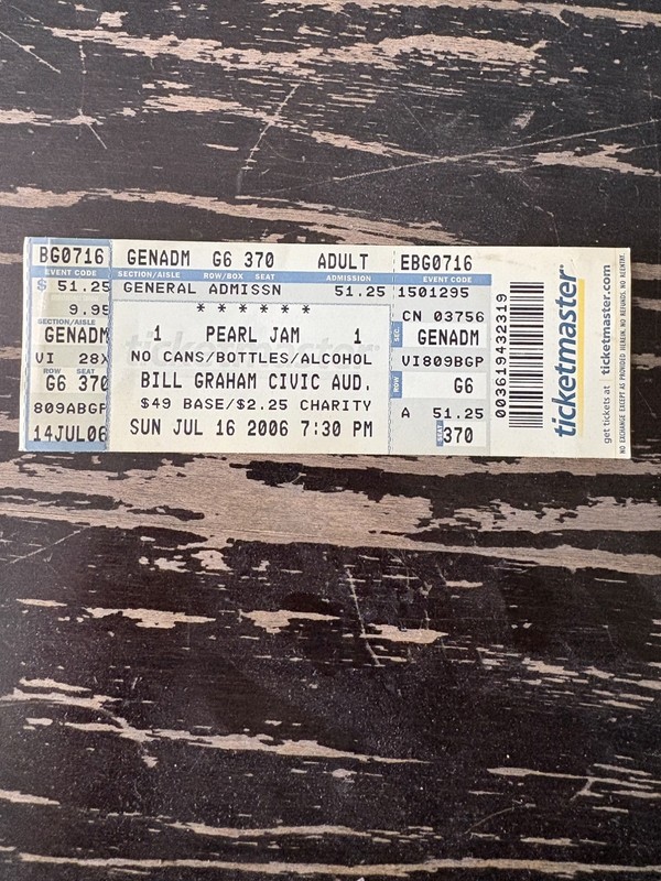 Pearl Jam 7/16/06 Ticket (feat. Sonic Youth)