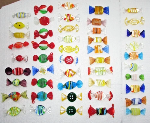 Vintage Hand Blown Art Glass 48-Wrapped Candy Murano Art Style Glass Estate Find