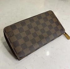 Louis Vuitton Zippy Wallet Damier Ebene Brown Zip Around Authentic COA