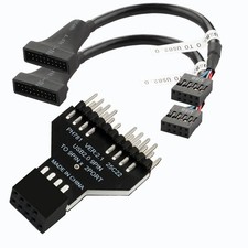 USB 2.0 Motherboard 9Pin Header To Dual Port Adapter Internal Splitter