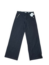 Nine West Denim Trouser Blue Sailor Button Style Wide Leg Dress Jean 10/30 NWT