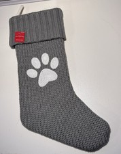 Target Wondershop Gray Knit Paw Print Monogrammed Christmas Stocking 20" for Dog