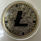 2018 1oz .999 Fine Solid Silver Litecoin Binary Round (24kt Gold highlighted)