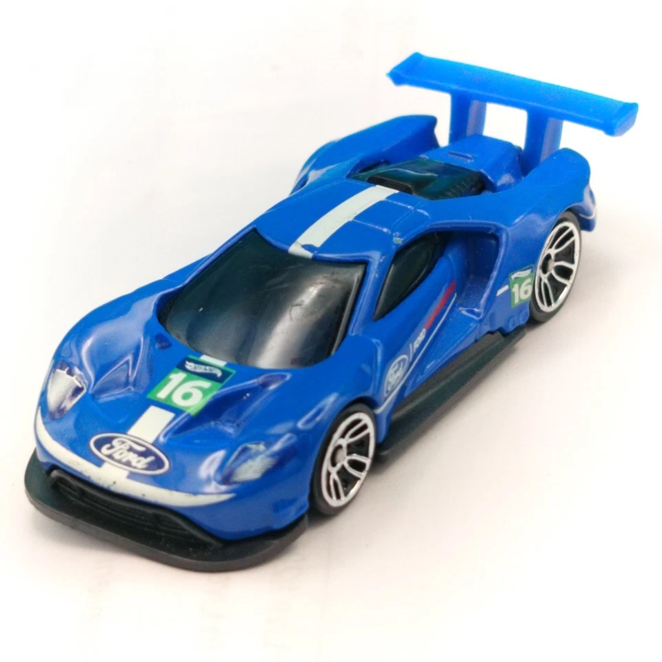 风火轮福特 GT 赛车 1: 64 蓝色白色条纹收藏品 2016 年压铸玩具 — 第 2/4 张图片