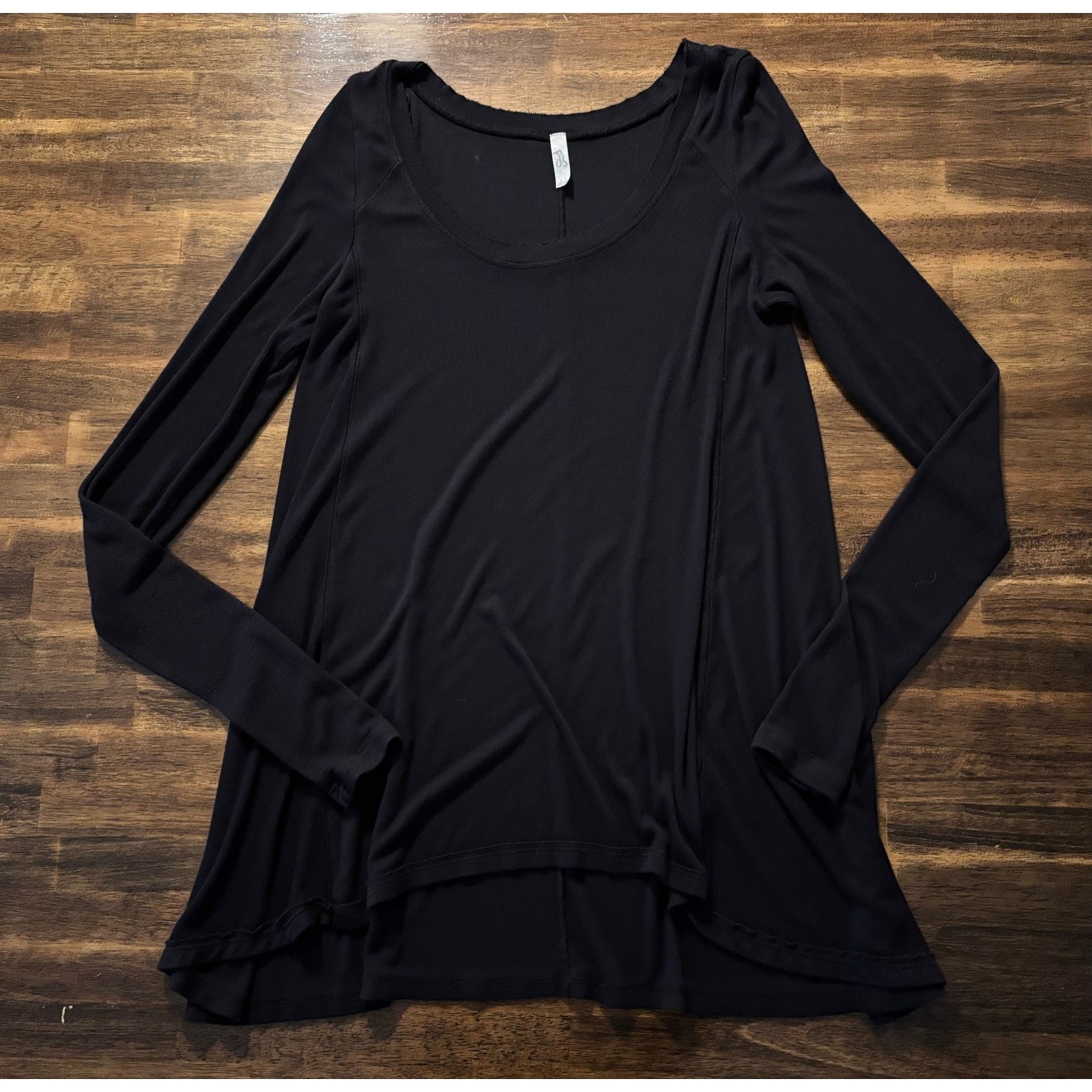Free People Size Small Top Long Sleeve Scoop Neck Ribbed Stretch Tunic